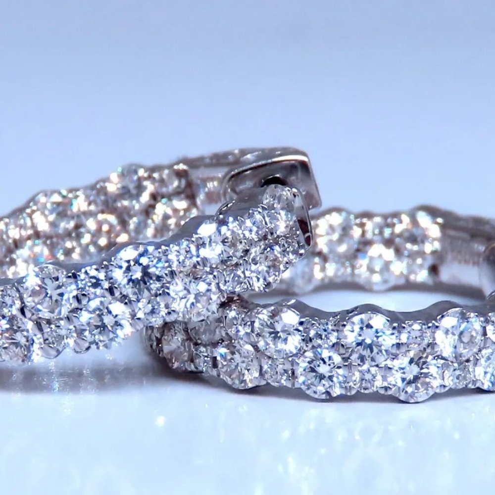 1.20ct Natural Round Diamond mini hoop earrings 14kt white gold Dime